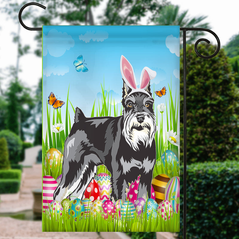 Schnauzer Happy Easter Day Holiday Flag Funny Dog Dog Wear Bunny Ears Headband Cute for Home Decor Garden Flag mockup 3 800x.jpg