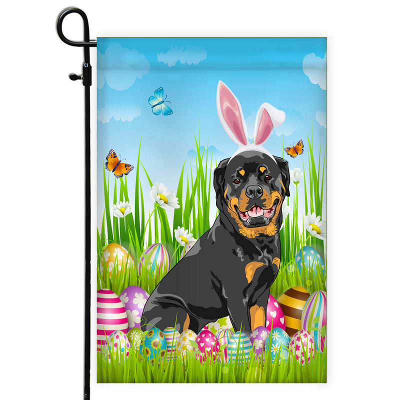 Rottweiler Happy Easter Day Holiday Flag Funny Dog Dog Wear Bunny Ears Headband Cute for Home Decor Garden Flag mockup 1 800x.jpg
