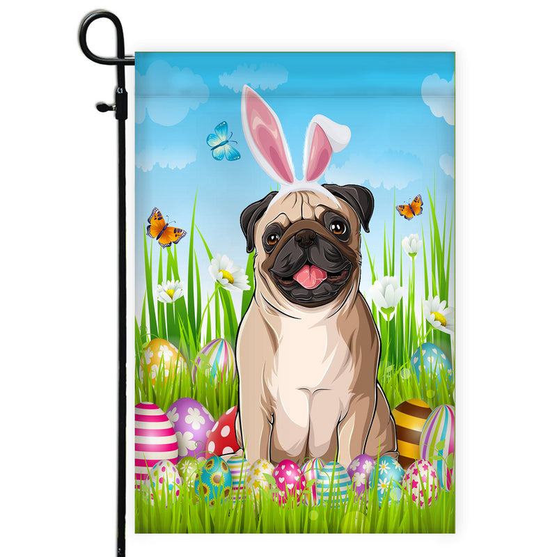 Pug Happy Easter Day Holiday Flag Funny Dog Dog Wear Bunny Ears Headband Cute for Home Decor Garden Flag mockup 1 800x.jpg