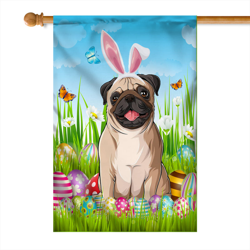 Pug Happy Easter Day Holiday Flag Funny Dog Dog Wear Bunny Ears Headband Cute for Home Decor House Flag mockup 1 800x.jpg