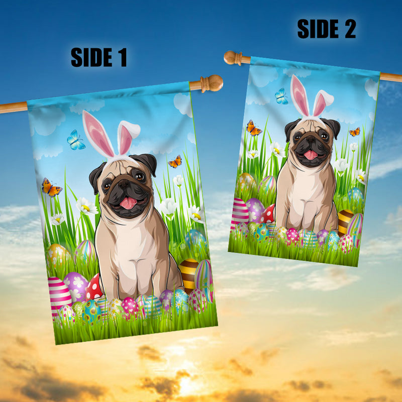 Pug Happy Easter Day Holiday Flag Funny Dog Dog Wear Bunny Ears Headband Cute for Home Decor House Flag mockup 3 800x.jpg