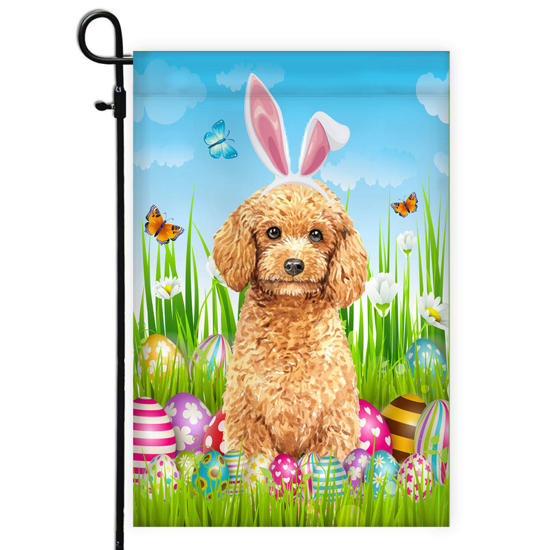 Poodle Happy Easter Day Holiday Flag Funny Dog Dog Wear Bunny Ears Headband Cute for Home Decor Garden Flag mockup 1 800x.jpg
