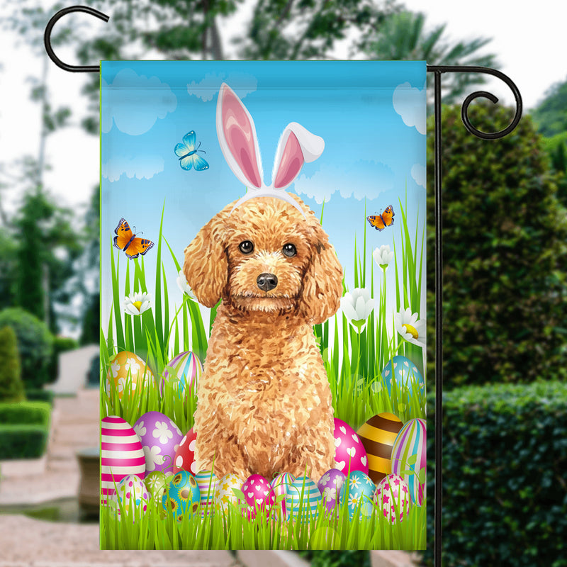 Poodle Happy Easter Day Holiday Flag Funny Dog Dog Wear Bunny Ears Headband Cute for Home Decor Garden Flag mockup 3 800x.jpg