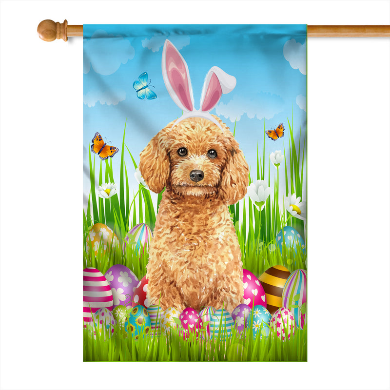 Poodle Happy Easter Day Holiday Flag Funny Dog Dog Wear Bunny Ears Headband Cute for Home Decor House Flag mockup 1 800x.jpg