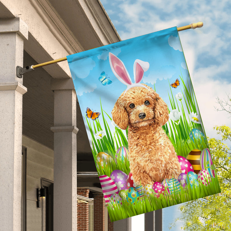 Poodle Happy Easter Day Holiday Flag Funny Dog Dog Wear Bunny Ears Headband Cute for Home Decor House Flag mockup 2 800x.jpg