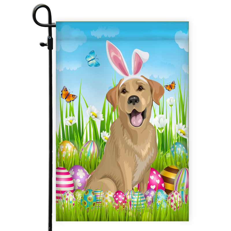 Labrador Happy Easter Day Holiday Flag Funny Dog Dog Wear Bunny Ears Headband Cute for Home Decor Garden Flag mockup 1 800x.jpg