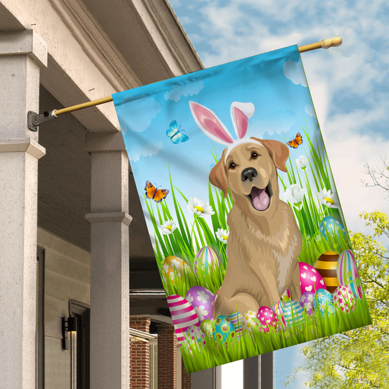 Labrador Happy Easter Day Holiday Flag Funny Dog Dog Wear Bunny Ears Headband Cute for Home Decor House Flag mockup 2 800x.jpg
