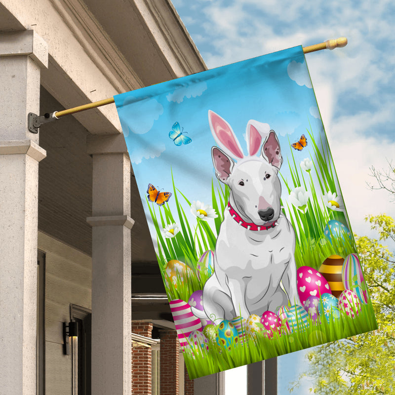 Bull Terrier Happy Easter Day Holiday Flag Funny Dog Dog Wear Bunny Ears Headband Cute for Home Decor House Flag mockup 2 800x.jpg