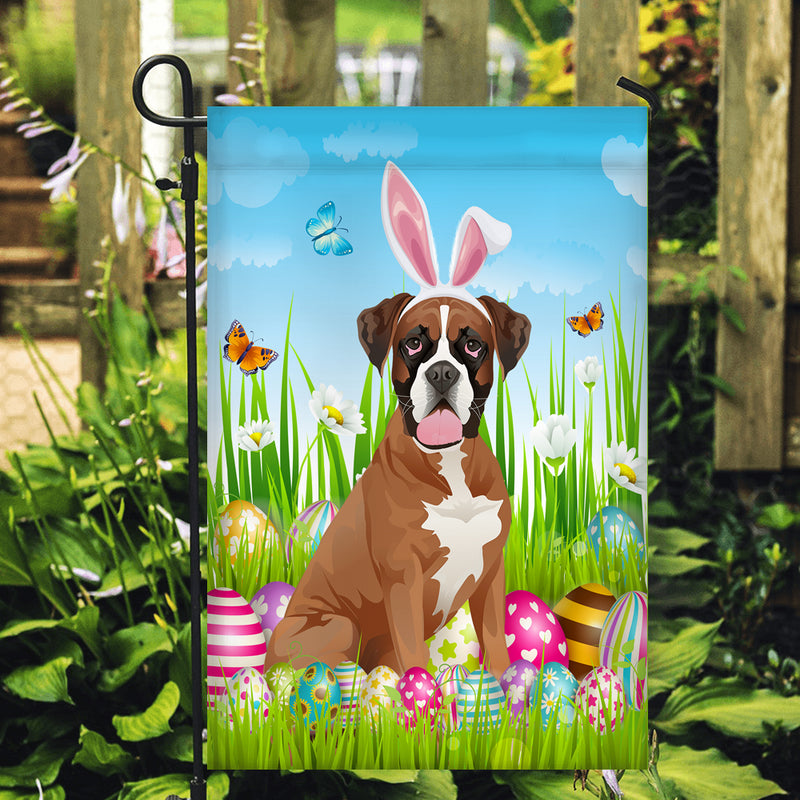 Boxer Happy Easter Day Holiday Flag Funny Dog Dog Wear Bunny Ears Headband Cute for Home Decor Garden Flag mockup 2 800x.jpg
