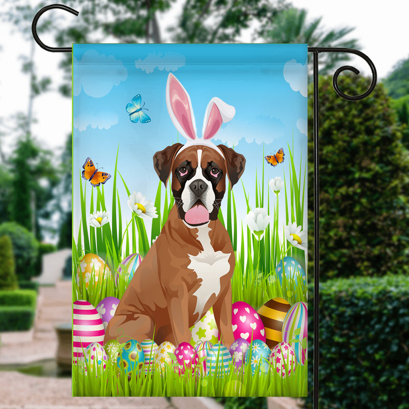 Boxer Happy Easter Day Holiday Flag Funny Dog Dog Wear Bunny Ears Headband Cute for Home Decor Garden Flag mockup 3 800x.jpg