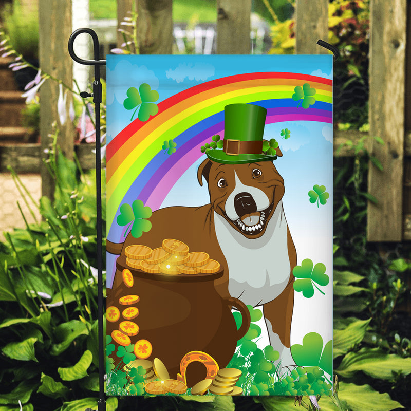 Pitbull St Patrick s Day Dog Flag Funny Peeking Dog Wear Green Hat Golden Pot Coin Shamrock Rainbow Spring Banner for Home Decor Garden Flag mockup 2 800x.jpg