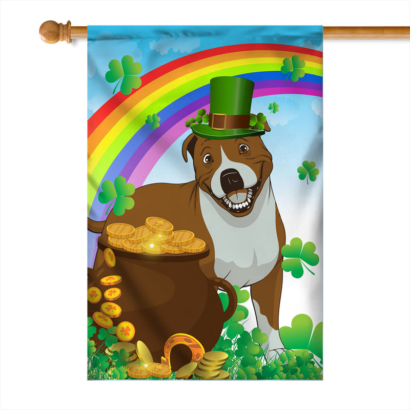 Pitbull St Patrick s Day Dog Flag Funny Peeking Dog Wear Green Hat Golden Pot Coin Shamrock Rainbow Spring Banner for Home Decor House Flag mockup 1 800x.jpg
