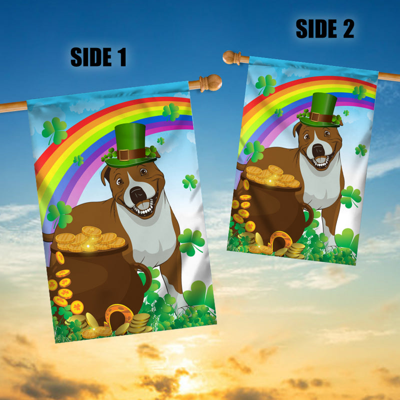 Pitbull St Patrick s Day Dog Flag Funny Peeking Dog Wear Green Hat Golden Pot Coin Shamrock Rainbow Spring Banner for Home Decor House Flag mockup 3 800x.jpg