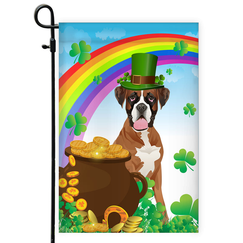 Boxer St Patrick s Day Dog Flag Funny Peeking Dog Wear Green Hat Golden Pot Coin Shamrock Rainbow Spring Banner for Home Decor Garden Flag mockup 1 800x.jpg