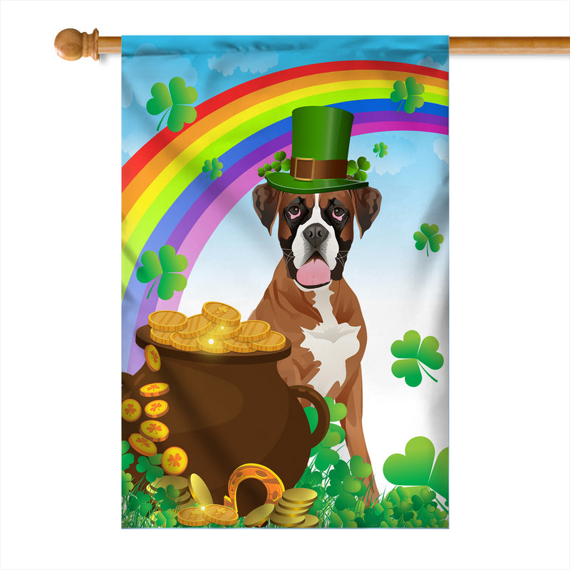 Boxer St Patrick s Day Dog Flag Funny Peeking Dog Wear Green Hat Golden Pot Coin Shamrock Rainbow Spring Banner for Home Decor House Flag mockup 1 800x.jpg