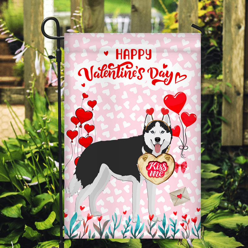 Happy Valentine s Day Siberian Husky Flag Dogs Funny Siberian Husky Heart Balloon Garden Flag mockup 2 800x.jpg