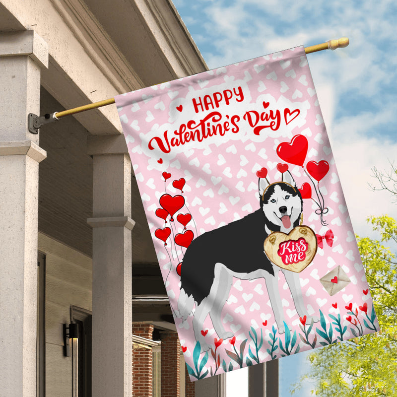 Happy Valentine s Day Siberian Husky Flag Dogs Funny Siberian Husky Heart Balloon House Flag mockup 2 800x.jpg