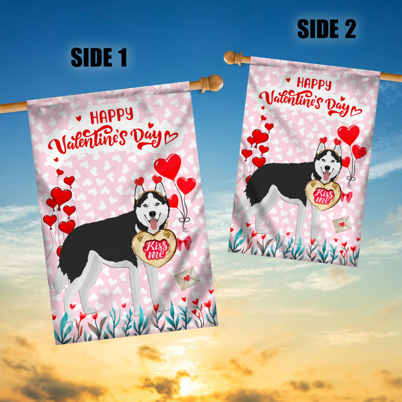Happy Valentine s Day Siberian Husky Flag Dogs Funny Siberian Husky Heart Balloon House Flag mockup 3 800x.jpg