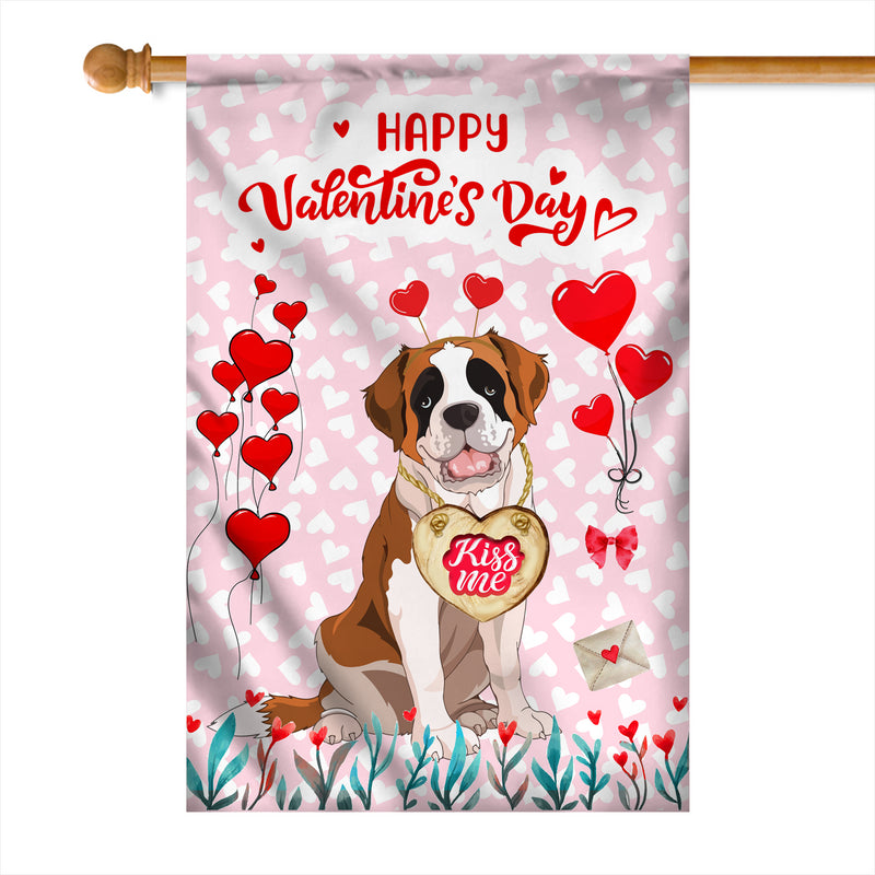 Happy Valentine s Day Saint Bernard Flag Dogs Funny Saint Bernard Heart Balloon House Flag mockup 1 800x.jpg