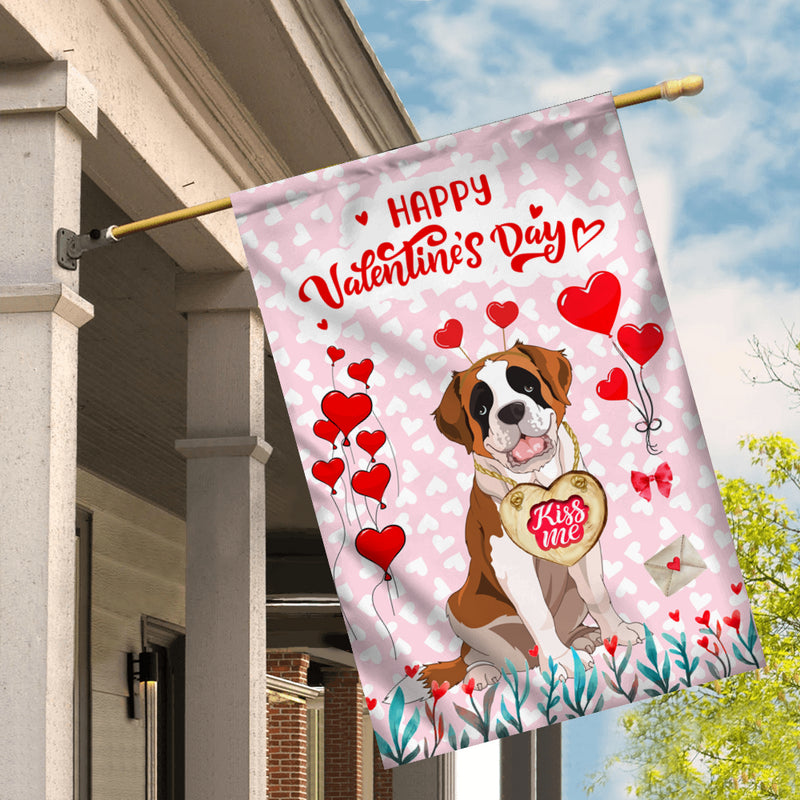 Happy Valentine s Day Saint Bernard Flag Dogs Funny Saint Bernard Heart Balloon House Flag mockup 2 800x.jpg