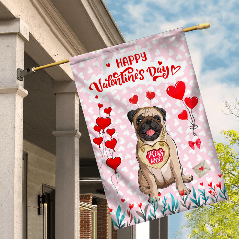 Happy Valentine s Day Pug Flag Dogs Funny Pug Heart Balloon House Flag mockup 2 800x.jpg