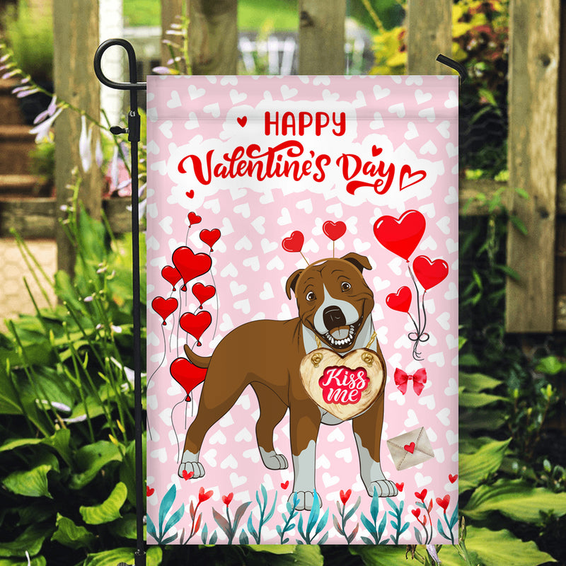 Happy Valentine s Day Pitbull Flag Dogs Funny Pitbull Heart Balloon Garden Flag mockup 2 800x.jpg