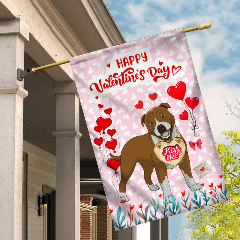Happy Valentine s Day Pitbull Flag Dogs Funny Pitbull Heart Balloon House Flag mockup 2 800x.jpg