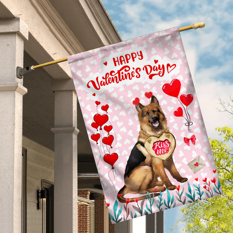 Happy Valentine s Day German Shepherd Flag Dogs Funny German Shepherd Heart Balloon House Flag mockup 2 800x.jpg