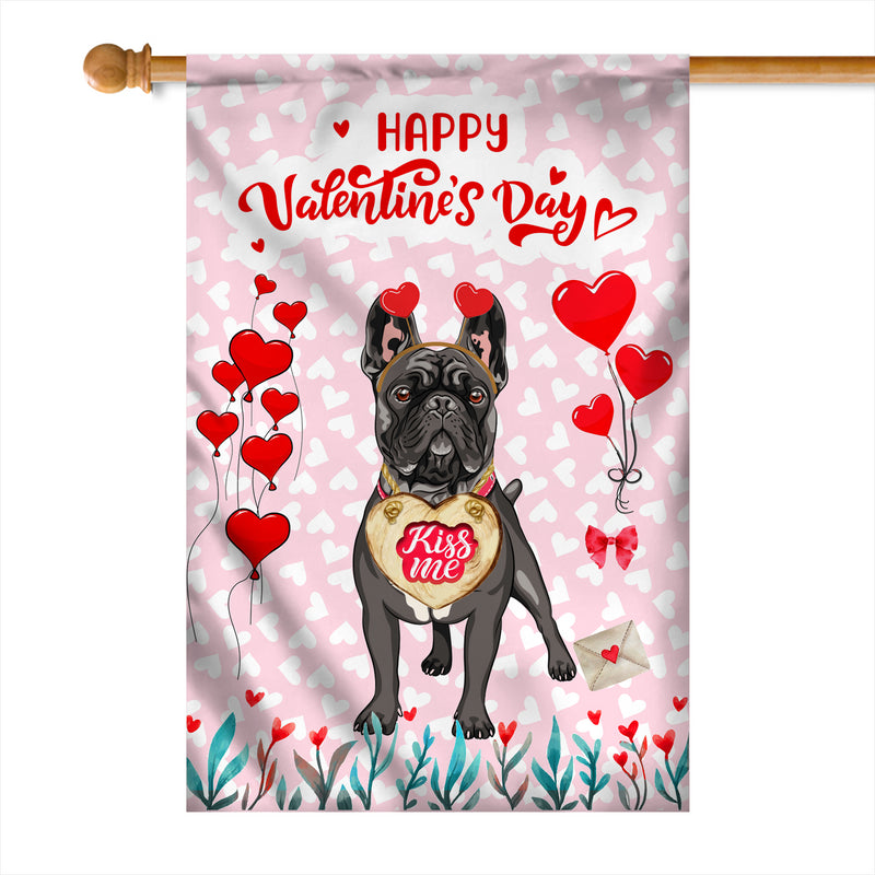Happy Valentine s Day French Bulldog Flag Dogs Funny French Bulldog Heart Balloon House Flag mockup 1 800x.jpg