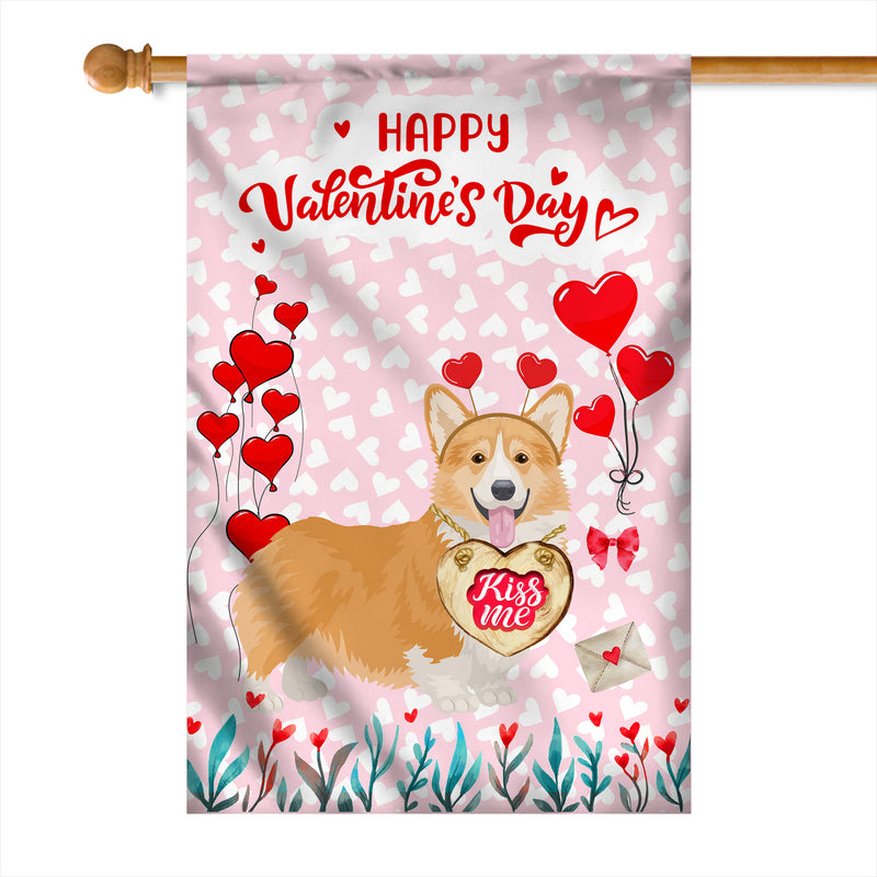 Happy Valentine s Day Corgi Flag Dogs Funny Corgi Heart Balloon House Flag mockup 1 800x.jpg