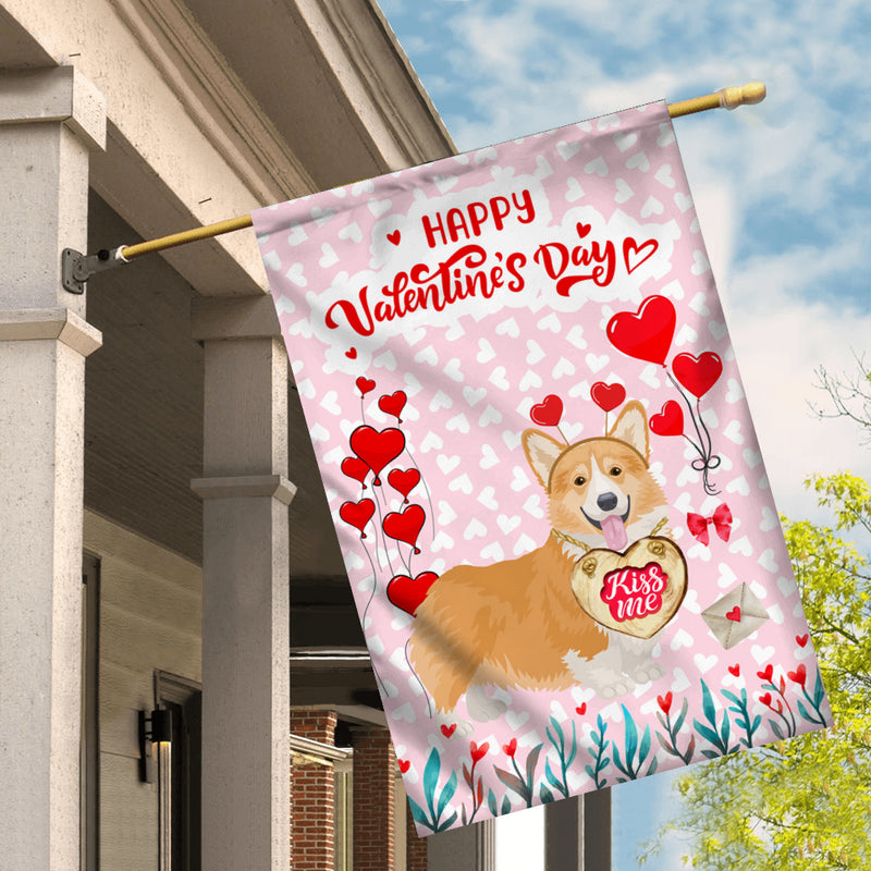 Happy Valentine s Day Corgi Flag Dogs Funny Corgi Heart Balloon House Flag mockup 2 800x.jpg