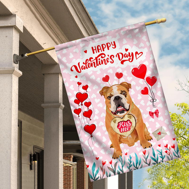 Happy Valentine s Day Bulldog Flag Dogs Funny Bulldog Heart Balloon House Flag mockup 2 800x.jpg