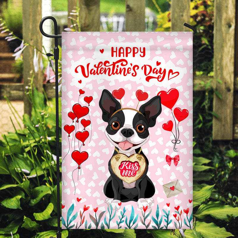 Happy Valentine s Day Boston Terrier Flag Dogs Funny Boston Terrier Heart Balloon Garden Flag mockup 2 800x.jpg