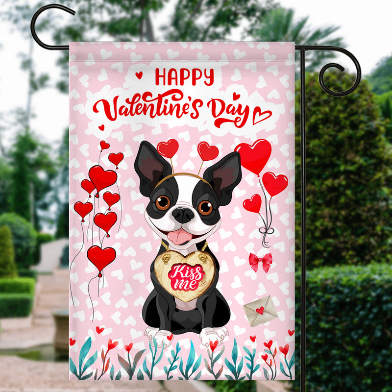 Happy Valentine s Day Boston Terrier Flag Dogs Funny Boston Terrier Heart Balloon Garden Flag mockup 3 800x.jpg