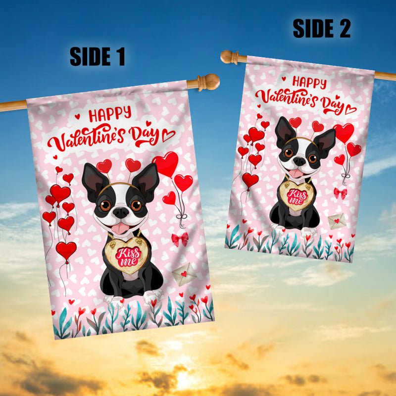 Happy Valentine s Day Boston Terrier Flag Dogs Funny Boston Terrier Heart Balloon House Flag mockup 3 800x.jpg