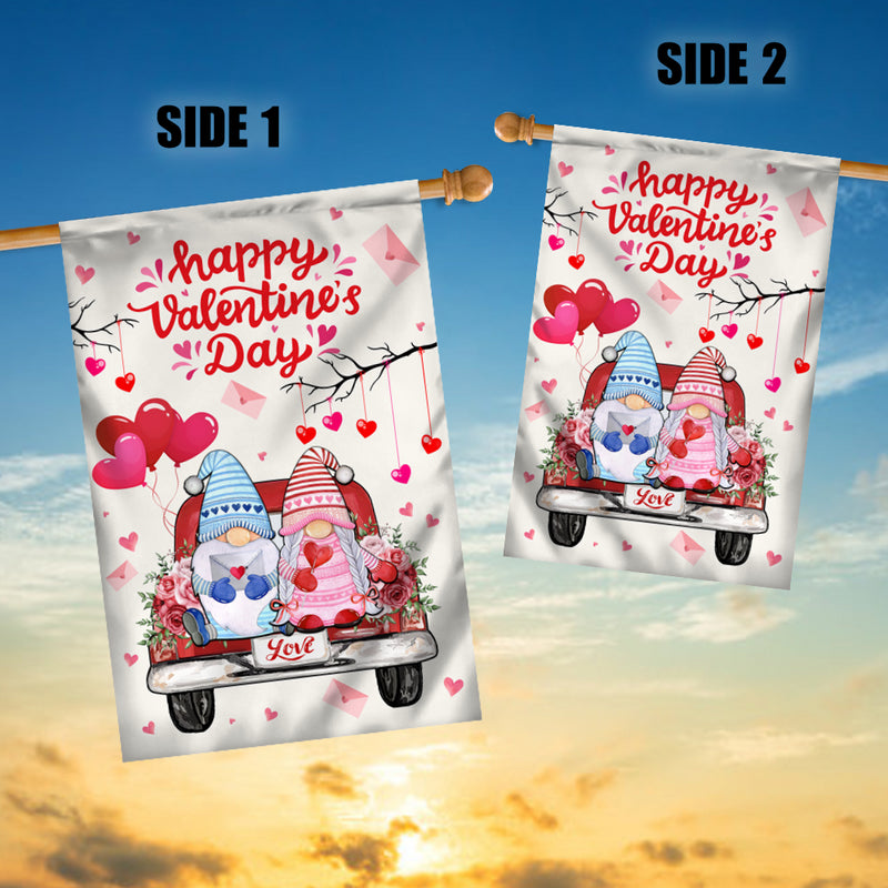 Gnomes Valentine Flag Happy Valentine s Day Red Truck Gnomes Couple House Flag mockup 3 800x.jpg