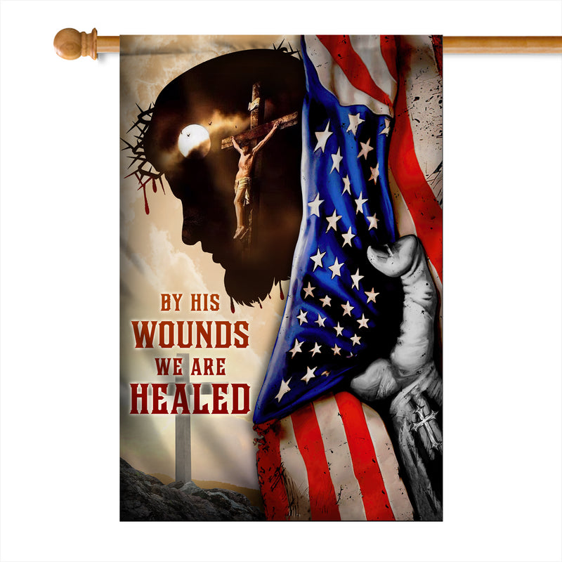 God Jesus By His Wounds We are Healed Flag Christian American House Flag mockup 1 800x.jpg