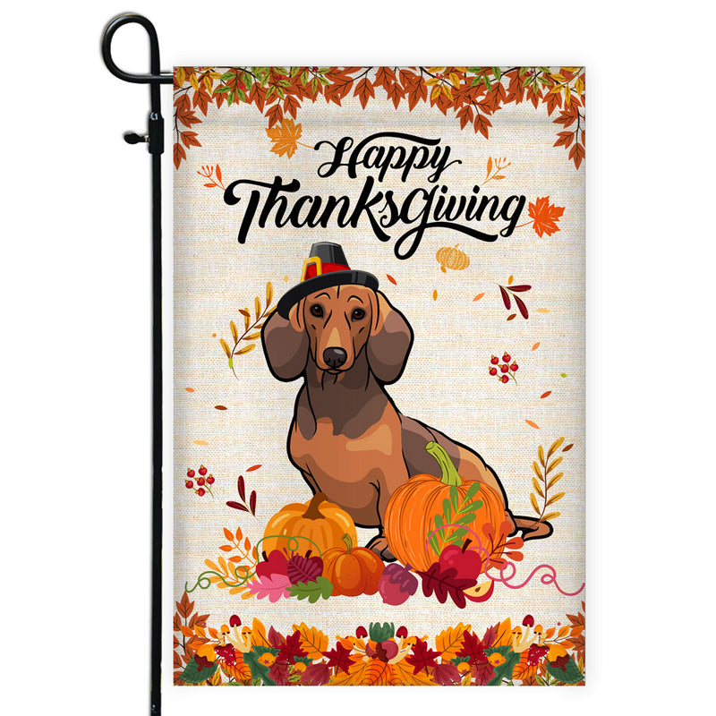 Happy Thanksgiving Funny Dachshund Flag Fall Pumpkin Farmhouse Autumn Thanksgiving Garden Flag mockup 1 800x.jpg