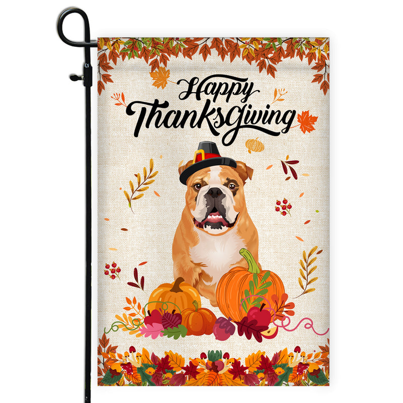 Happy Thanksgiving Funny Bulldog Flag Fall Pumpkin Farmhouse Autumn Thanksgiving Garden Flag mockup 1 800x.jpg