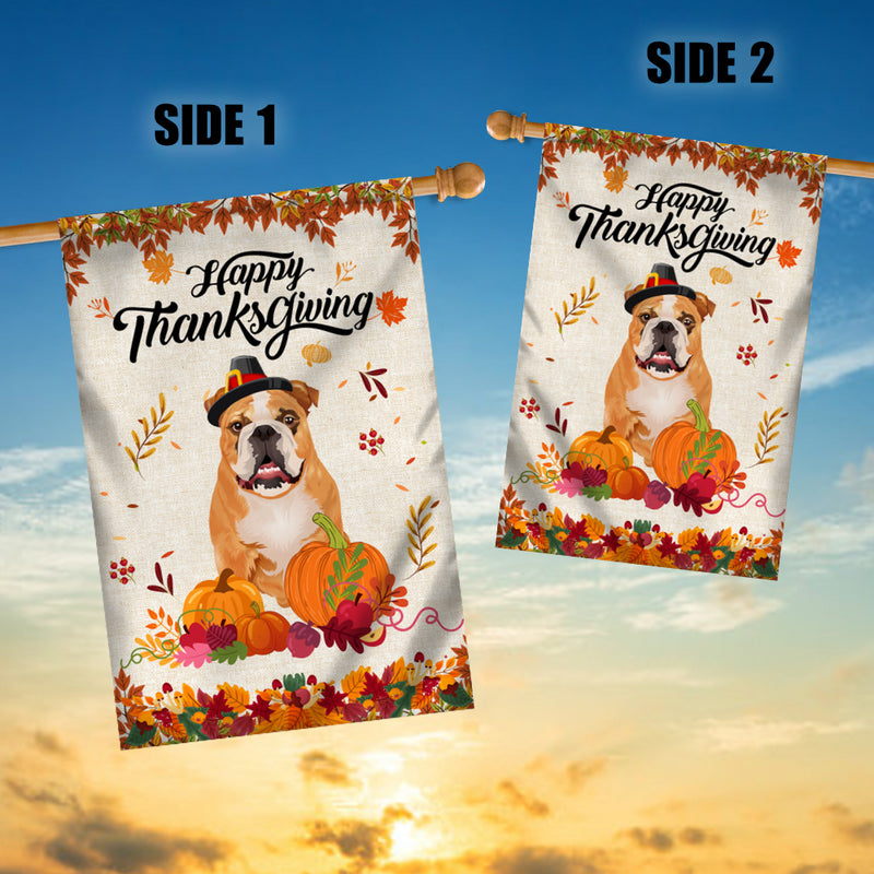 Happy Thanksgiving Funny Bulldog Flag Fall Pumpkin Farmhouse Autumn Thanksgiving House Flag mockup 3 800x.jpg