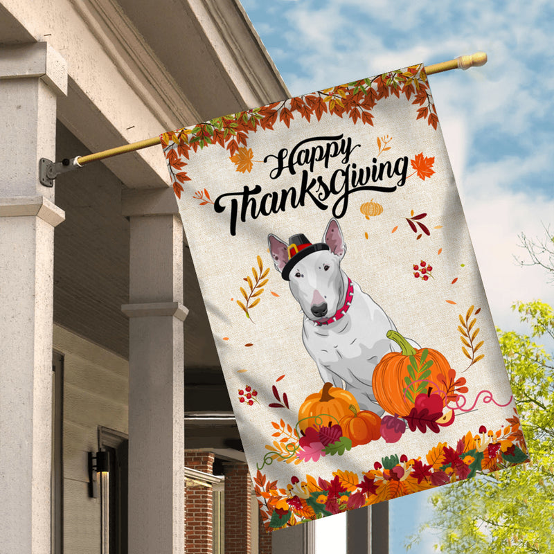 Happy Thanksgiving Funny Bull Terrier Flag Fall Pumpkin Farmhouse Autumn Thanksgiving House Flag mockup 2 800x.jpg