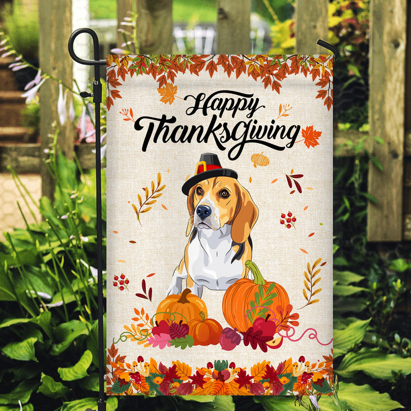 Happy Thanksgiving Funny Beagle Flag Fall Pumpkin Farmhouse Autumn Thanksgiving Garden Flag mockup 2 800x.jpg