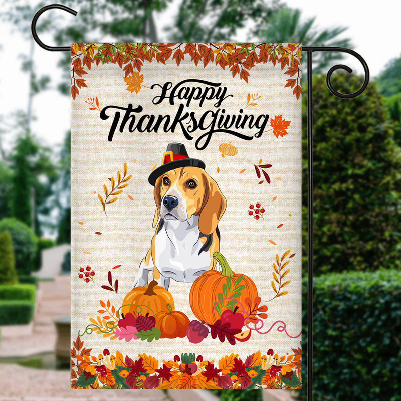 Happy Thanksgiving Funny Beagle Flag Fall Pumpkin Farmhouse Autumn Thanksgiving Garden Flag mockup 3 800x.jpg