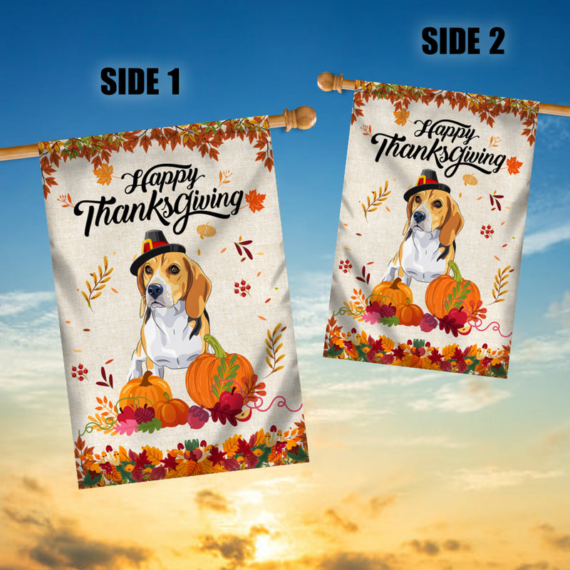 Happy Thanksgiving Funny Beagle Flag Fall Pumpkin Farmhouse Autumn Thanksgiving House Flag mockup 3 800x.jpg
