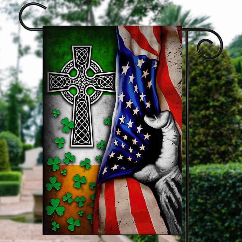 St Patricks Day Irish Flag Celtic Knot Christian Cross American Garden Flag mockup 3 800x.jpg