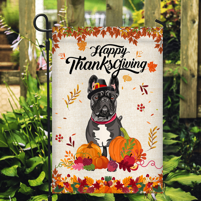 Happy Thanksgiving Funny French Bulldog Flag Fall Pumpkin Farmhouse Autumn Thanksgiving Garden Flag mockup 2 800x.jpg