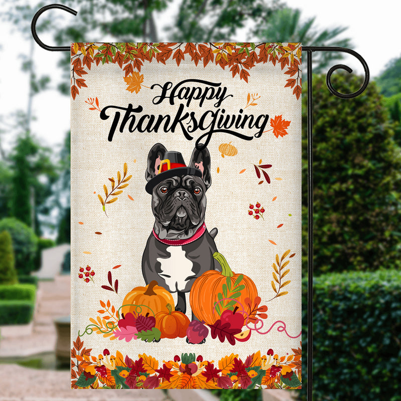 Happy Thanksgiving Funny French Bulldog Flag Fall Pumpkin Farmhouse Autumn Thanksgiving Garden Flag mockup 3 800x.jpg