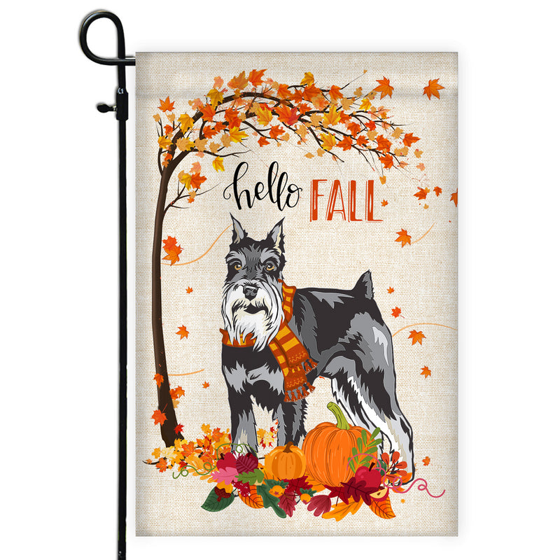 Hello Fall Schnauzer Dog Flag Maple Leaves Orange Pumpkin Autumn Garden Flag mockup 1 800x.jpg