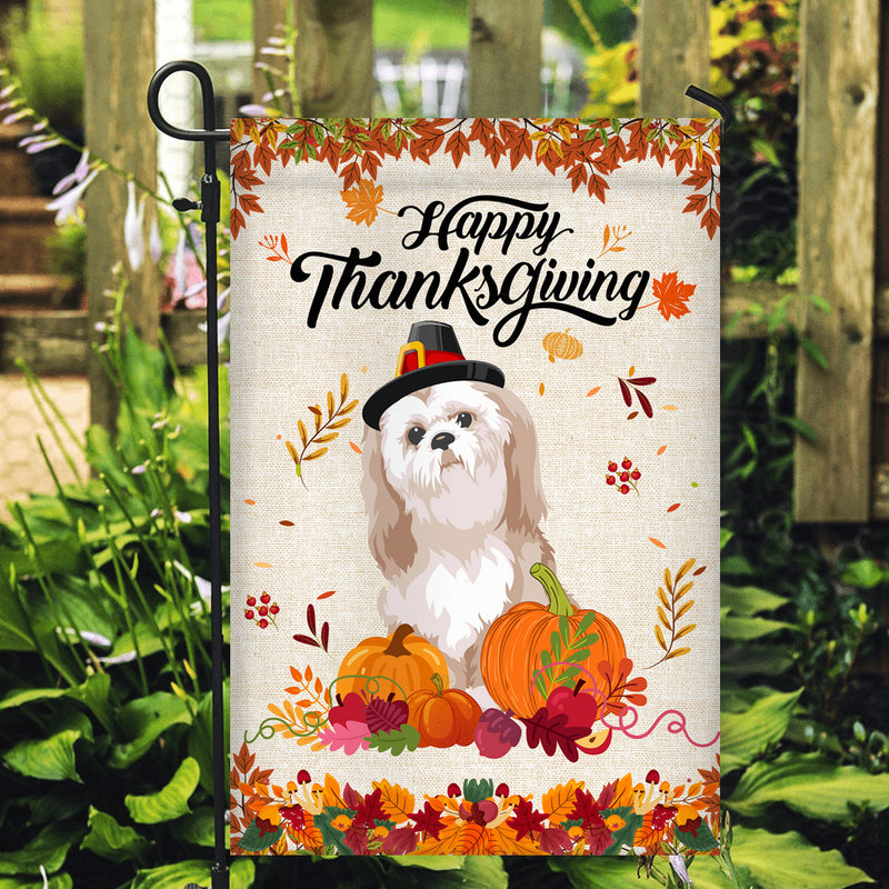 Happy Thanksgiving Funny Shih Tzu Flag Fall Pumpkin Farmhouse Autumn Thanksgiving Garden Flag mockup 2 800x.jpg