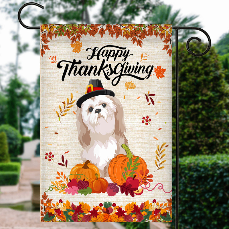 Happy Thanksgiving Funny Shih Tzu Flag Fall Pumpkin Farmhouse Autumn Thanksgiving Garden Flag mockup 3 800x.jpg
